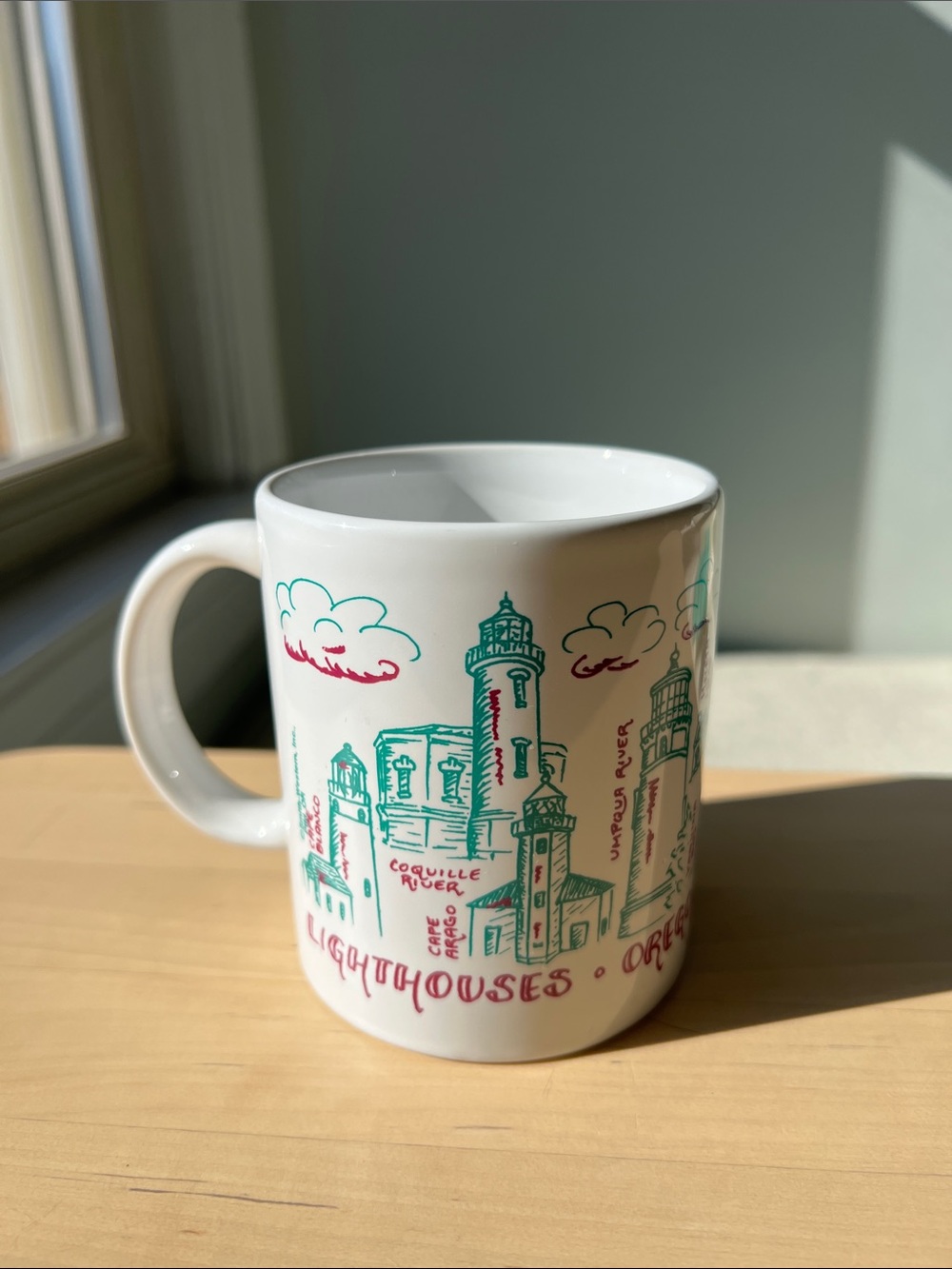 Vintage Oregan Coast Lighthouse Illustration Coffee Mug